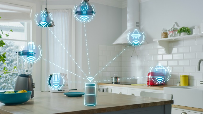 smart device on top of kitchen counter